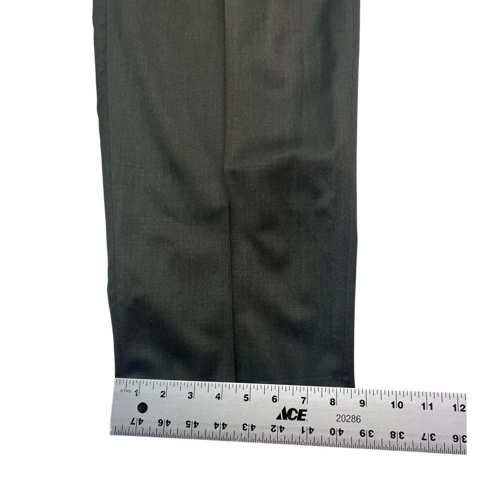 vtg Emanuel Ungaro 32x30 Olive Green Dress Suit Pants Wool Pleated High Waisted